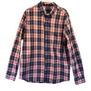 Rye by Hawker Rye Men Button Up Plaid Shirt Slim Fit Green Coral 100% Cotton EUC